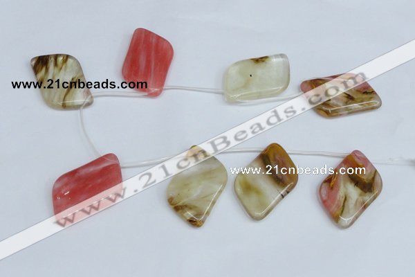 CCY235 Top-drilled 30*50mm marquise volcano cherry quartz beads