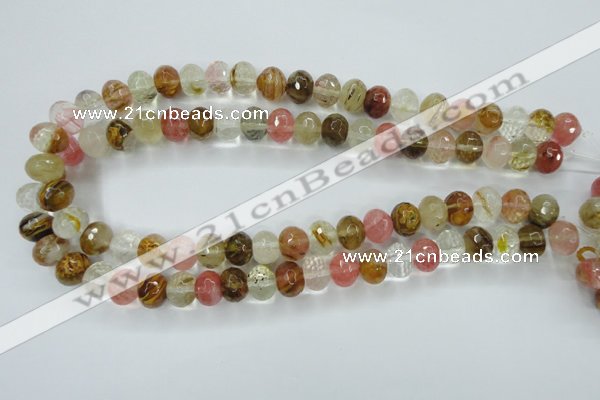 CCY403 15.5 inches 9*12mm faceted rondelle volcano cherry quartz beads