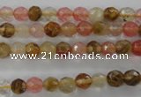 CCY501 15.5 inches 6mm faceted round volcano cherry quartz beads