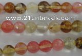 CCY502 15.5 inches 8mm faceted round volcano cherry quartz beads