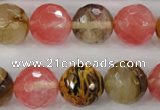 CCY506 15.5 inches 16mm faceted round volcano cherry quartz beads