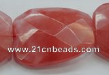 CCY55 15.5 inches 30*40mm twisted & faceted rectangle cherry quartz beads