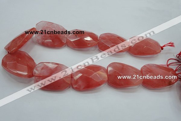 CCY55 15.5 inches 30*40mm twisted & faceted rectangle cherry quartz beads