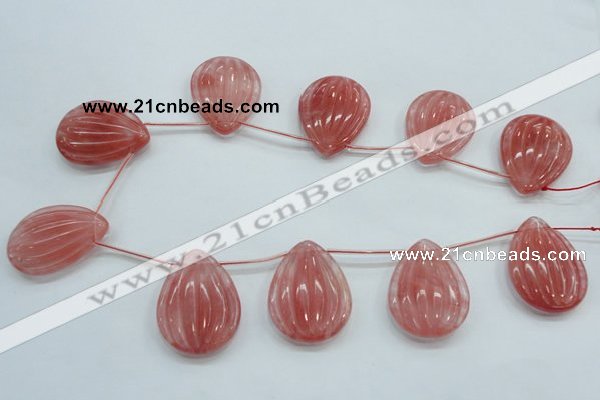 CCY57 30*40mm top-drilled teardrop cherry quartz beads wholesale