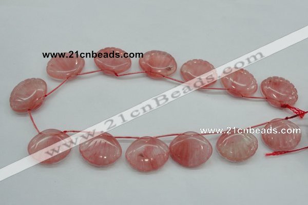 CCY58 25*30mm top-drilled conch cherry quartz beads wholesale