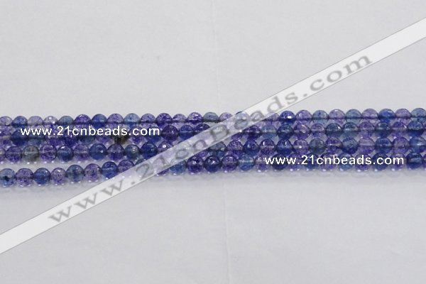 CCY601 15.5 inches 6mm faceted round blue cherry quartz beads