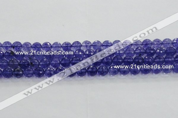 CCY604 15.5 inches 12mm faceted round blue cherry quartz beads