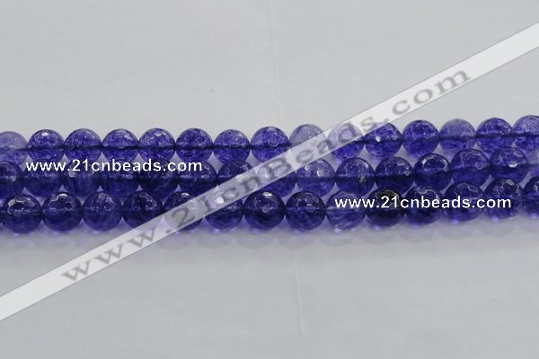 CCY606 15.5 inches 16mm faceted round blue cherry quartz beads