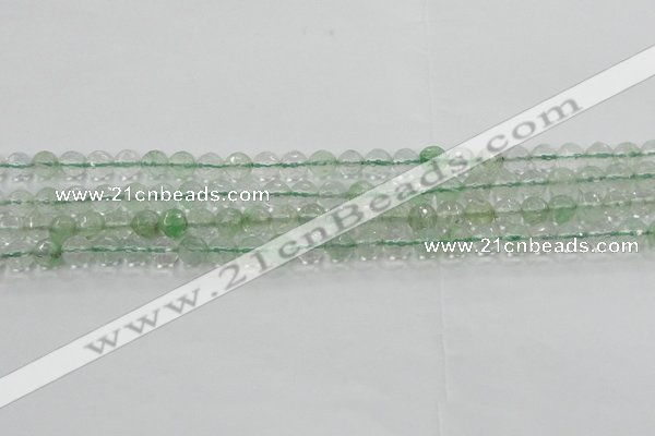 CCY611 15.5 inches 6mm faceted round green cherry quartz beads