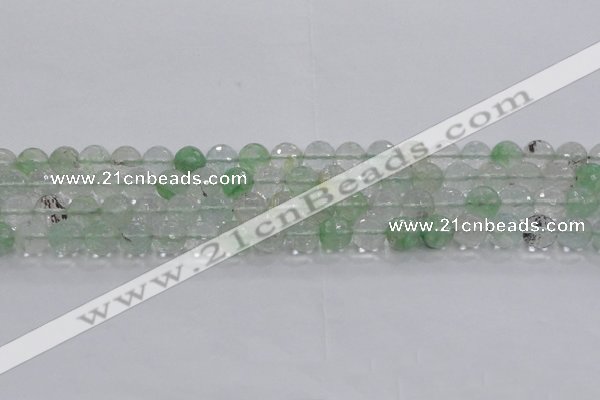 CCY613 15.5 inches 10mm faceted round green cherry quartz beads