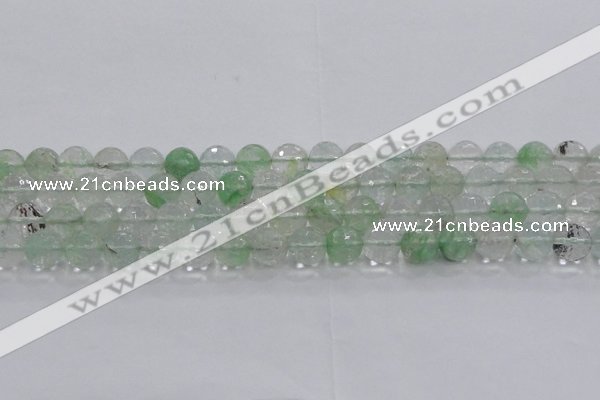 CCY614 15.5 inches 12mm faceted round green cherry quartz beads