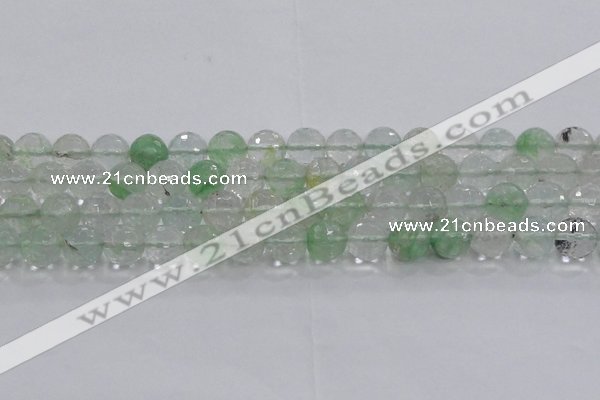 CCY615 15.5 inches 14mm faceted round green cherry quartz beads