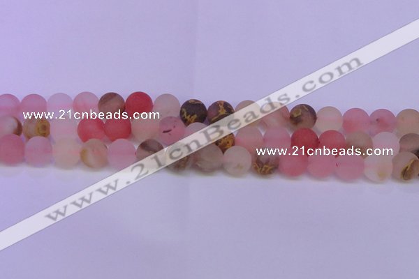 CCY623 15.5 inches 10mm round matte volcano cherry quartz beads