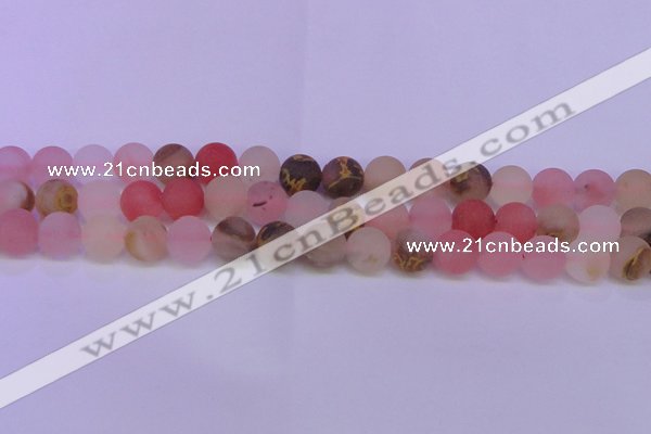 CCY625 15.5 inches 14mm round matte volcano cherry quartz beads