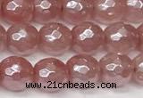 CCY665 15 inches 6mm faceted round AB-color cherry quartz beads