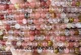 CCY687 15 inches 6mm round volcano cherry quartz beads