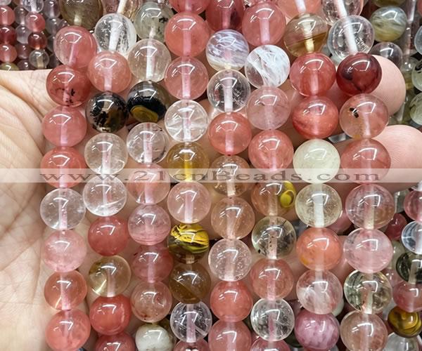 CCY689 15 inches 10mm round volcano cherry quartz beads