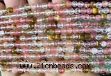 CCY692 15 inches 4mm faceted round volcano cherry quartz beads