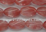 CCY70 15.5 inches 12*20mm twisted oval cherry quartz beads wholesale