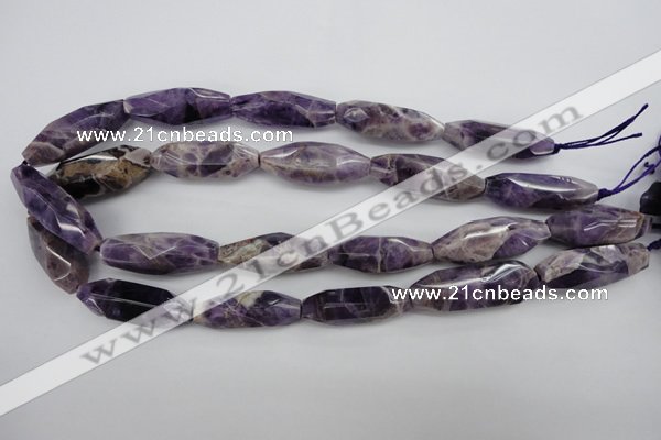 CDA29 15.5 inches 12*30mm – 13*36mm faceted rice dogtooth amethyst beads