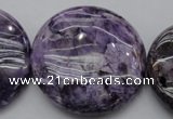 CDA318 15.5 inches 40mm flat round dyed dogtooth amethyst beads