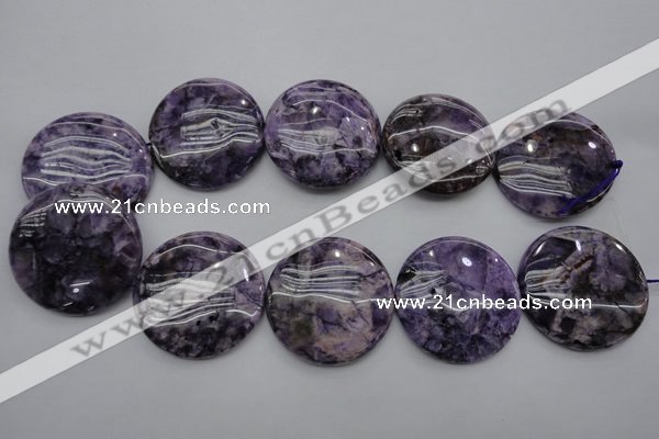 CDA318 15.5 inches 40mm flat round dyed dogtooth amethyst beads