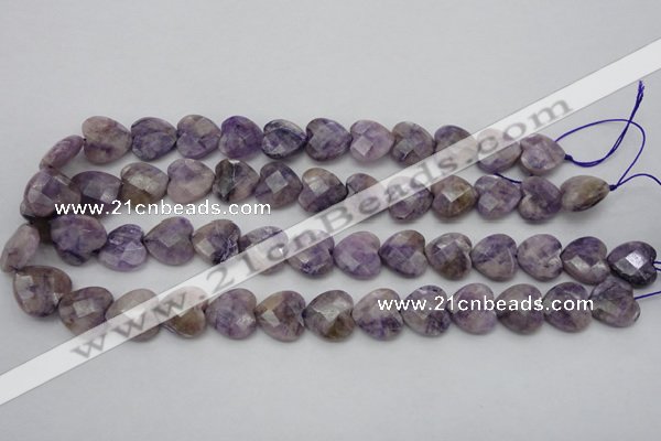 CDA325 15.5 inches 16*16mm faceted heart dyed dogtooth amethyst beads