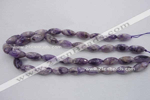 CDA334 15.5 inches 10*20mm faceted rice dyed dogtooth amethyst beads