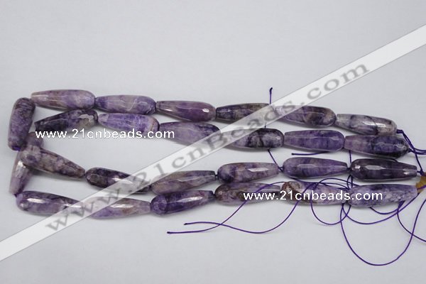 CDA341 15.5 inches 10*30mm faceted teardrop dyed dogtooth amethyst beads