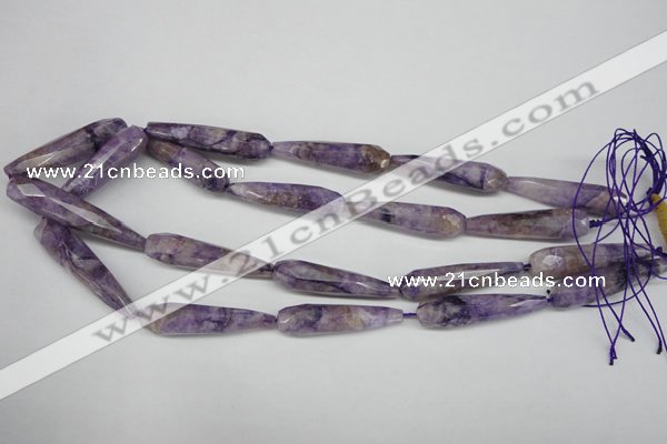 CDA342 15.5 inches 10*40mm faceted teardrop dyed dogtooth amethyst beads