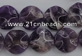 CDA37 15.5 inches 16mm wavy coin dogtooth amethyst beads