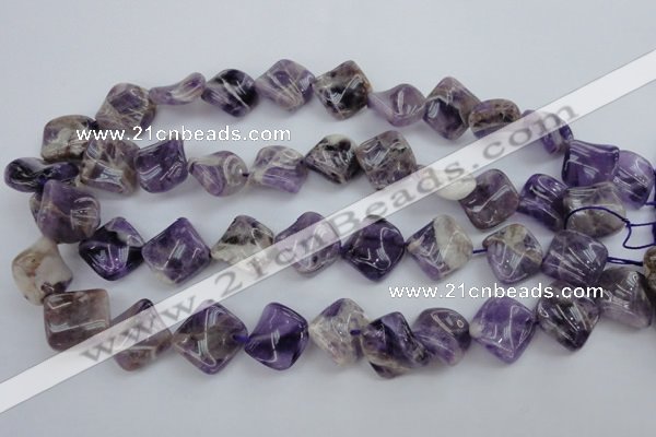 CDA39 15.5 inches 16*16mm twisted diamond dogtooth amethyst beads