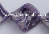 CDA41 15.5 inches 30*30mm twisted diamond dogtooth amethyst beads