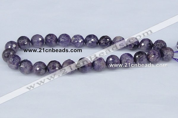 CDA63 15.5 inches 16mm faceted round dogtooth amethyst beads