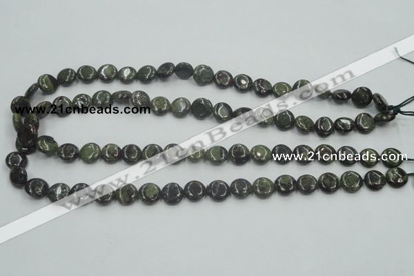 CDB205 15.5 inches 10mm flat round natural dragon blood jasper beads