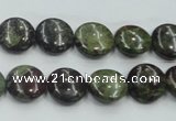 CDB206 15.5 inches 12mm flat round natural dragon blood jasper beads