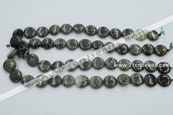 CDB208 15.5 inches 16mm flat round natural dragon blood jasper beads