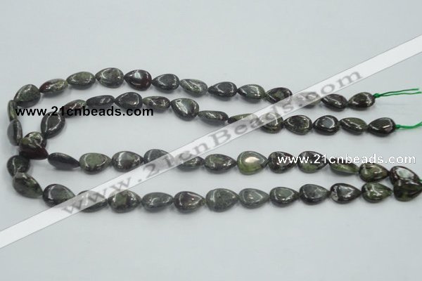 CDB215 15.5 inches 10*14mm flat teardrop natural dragon blood jasper beads