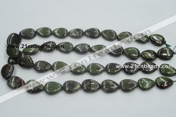 CDB217 15.5 inches 15*20mm flat teardrop natural dragon blood jasper beads