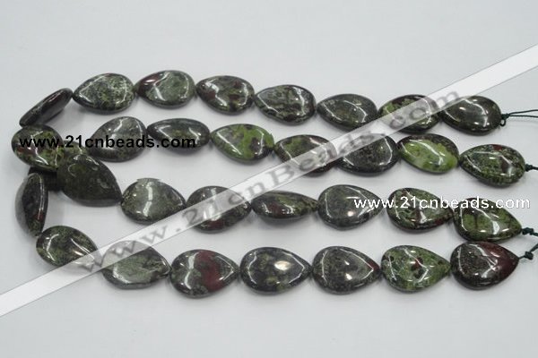 CDB218 15.5 inches 18*25mm flat teardrop natural dragon blood jasper beads