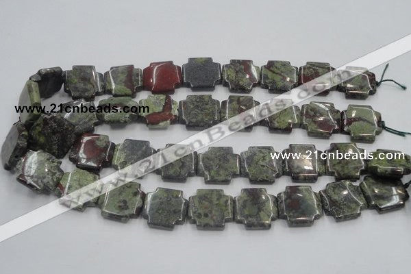 CDB224 15.5 inches 20*20mm cross natural dragon blood jasper beads