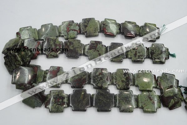 CDB225 15.5 inches 25*25mm cross natural dragon blood jasper beads