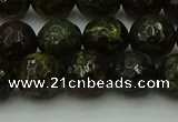 CDB313 15.5 inches 10mm faceted round dragon blood jasper beads