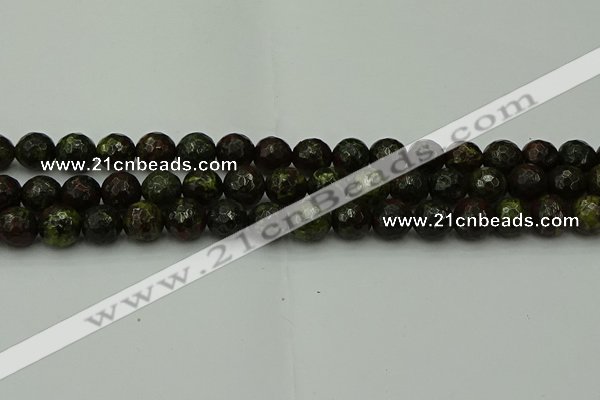 CDB313 15.5 inches 10mm faceted round dragon blood jasper beads