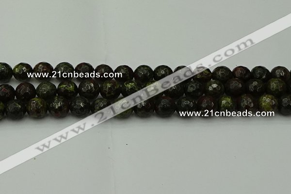 CDB314 15.5 inches 12mm faceted round dragon blood jasper beads