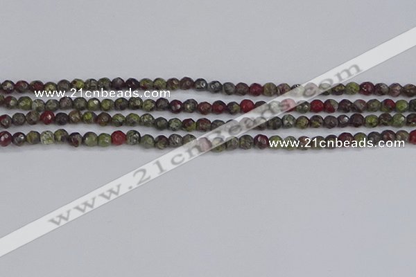 CDB320 15.5 inches 4mm faceted round dragon blood jasper beads