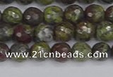 CDB321 15.5 inches 6mm faceted round dragon blood jasper beads