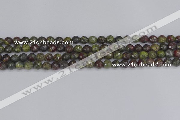 CDB321 15.5 inches 6mm faceted round dragon blood jasper beads