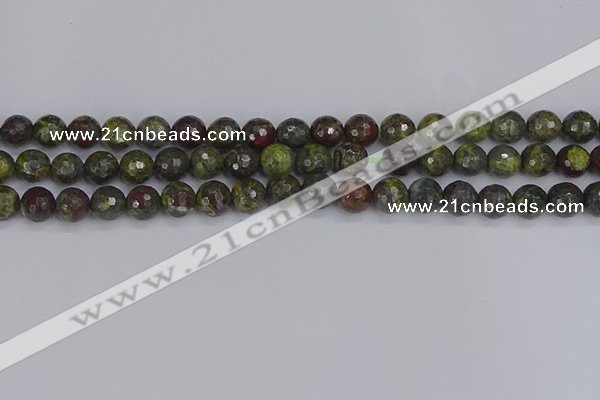 CDB322 15.5 inches 8mm faceted round dragon blood jasper beads