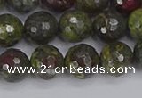 CDB323 15.5 inches 10mm faceted round dragon blood jasper beads